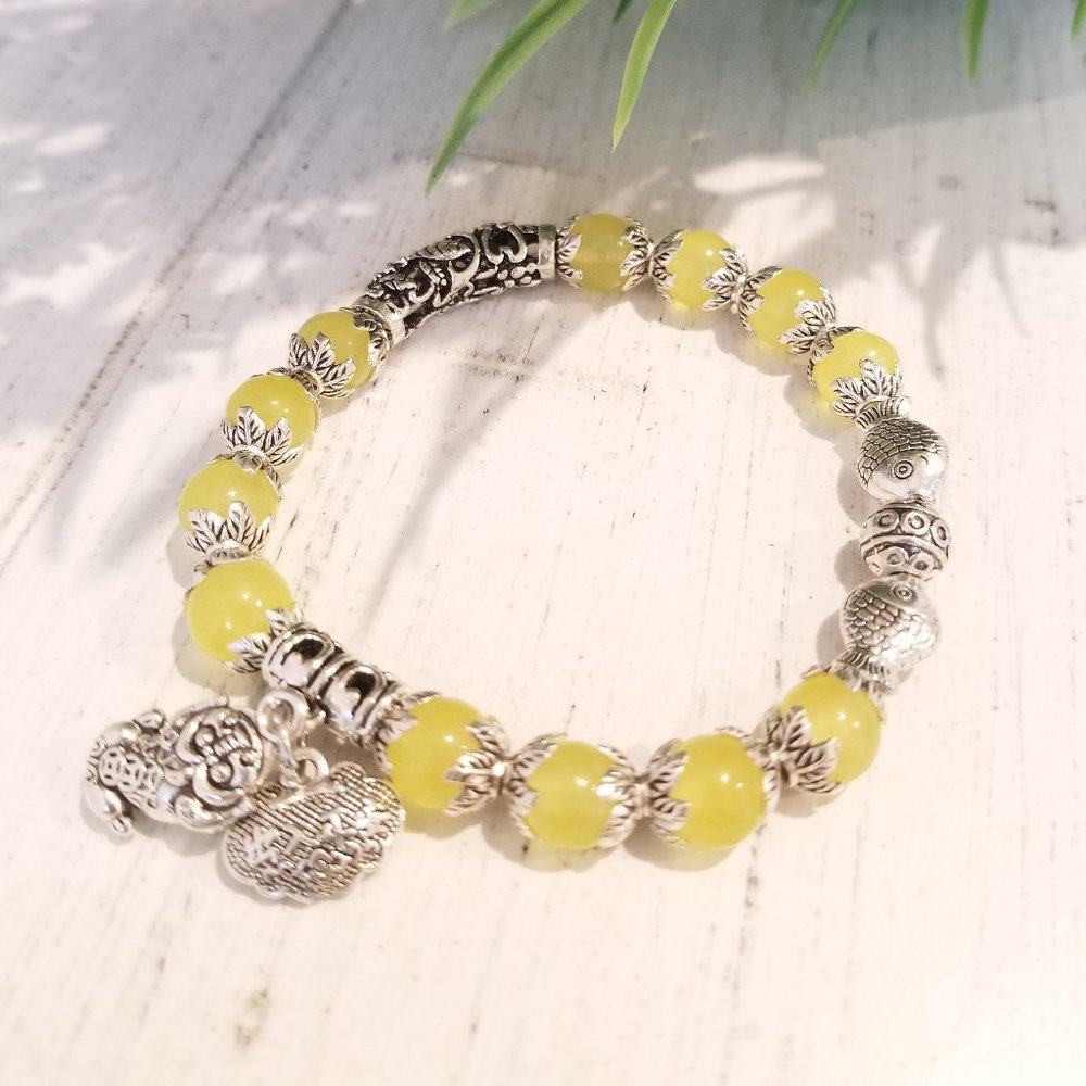 Valentines Day Gift Gemstone Bracelet with Charms